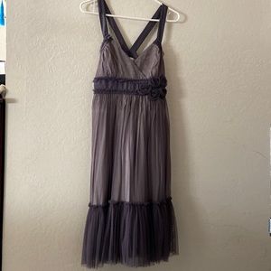 Purple Empire-waist Moulinette Soeurs dress with pockets!